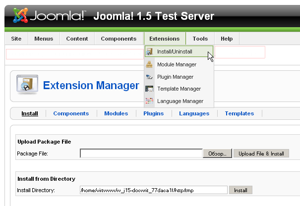Joomla! extensions installation